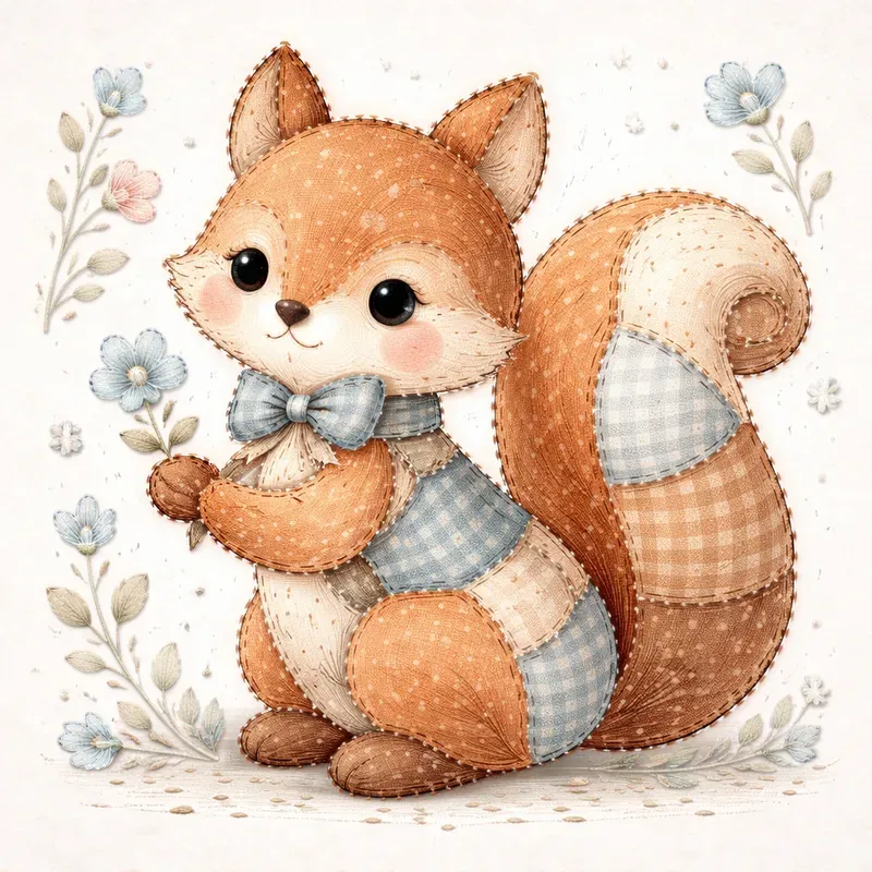 Patchwork Whimsical Animal Art Style