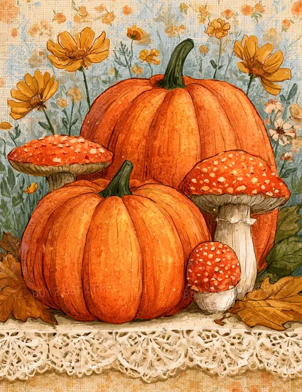 Cottagecore Thanksgiving Illustrations