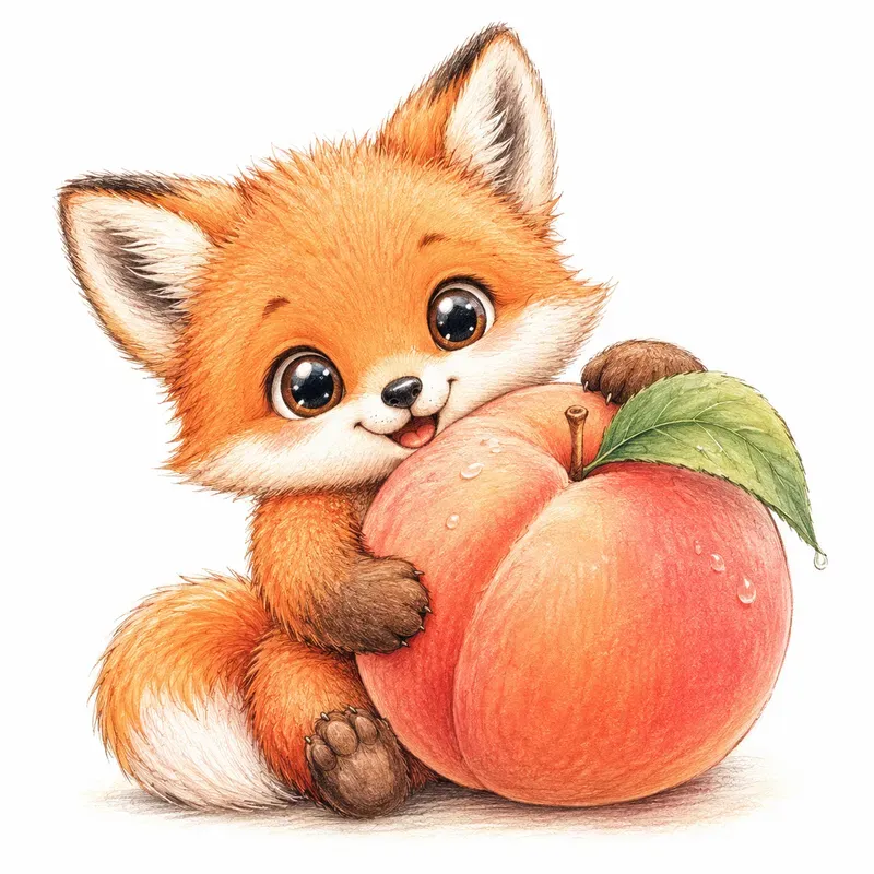 Cute Animal Fruit Friends Handdrawn