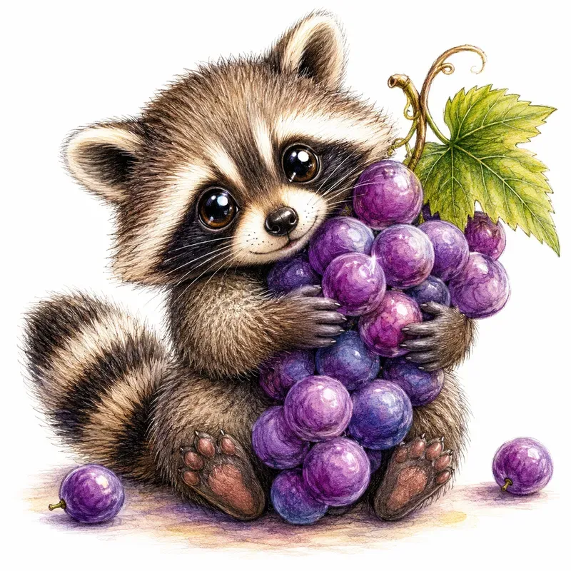 Cute Animal Fruit Friends Handdrawn