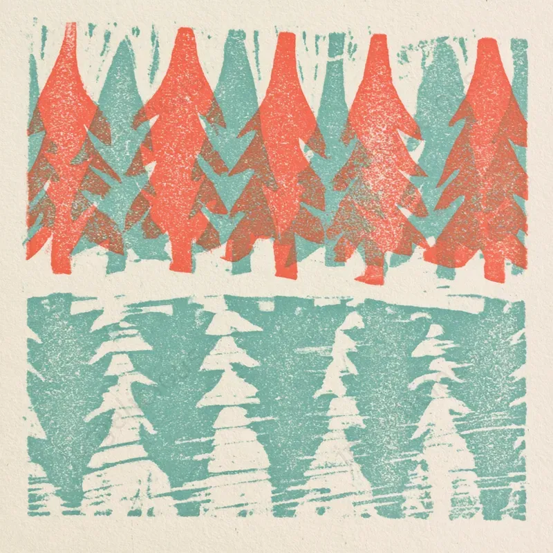 Vintage Twocolor Linocut Scenes