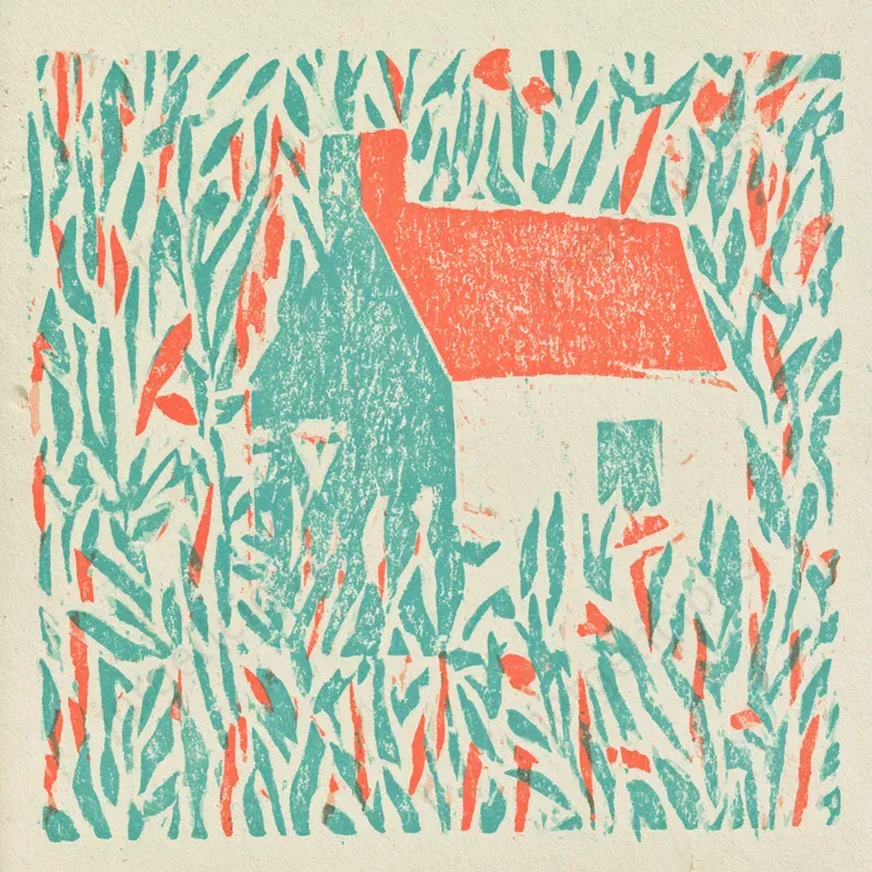 Vintage Twocolor Linocut Scenes
