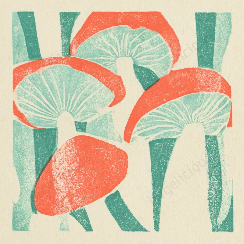 Vintage Twocolor Linocut Scenes