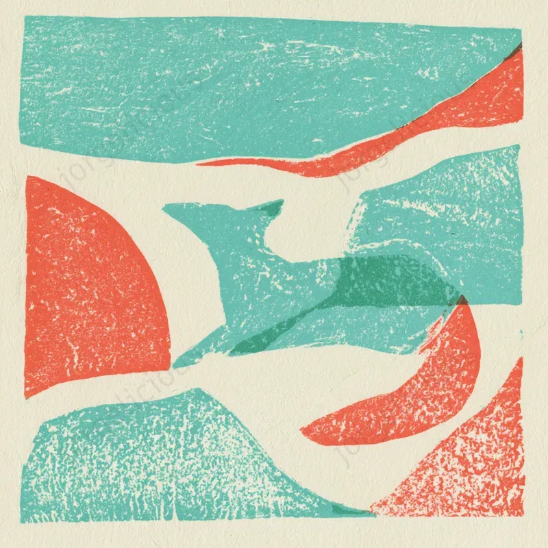 Vintage Twocolor Linocut Scenes