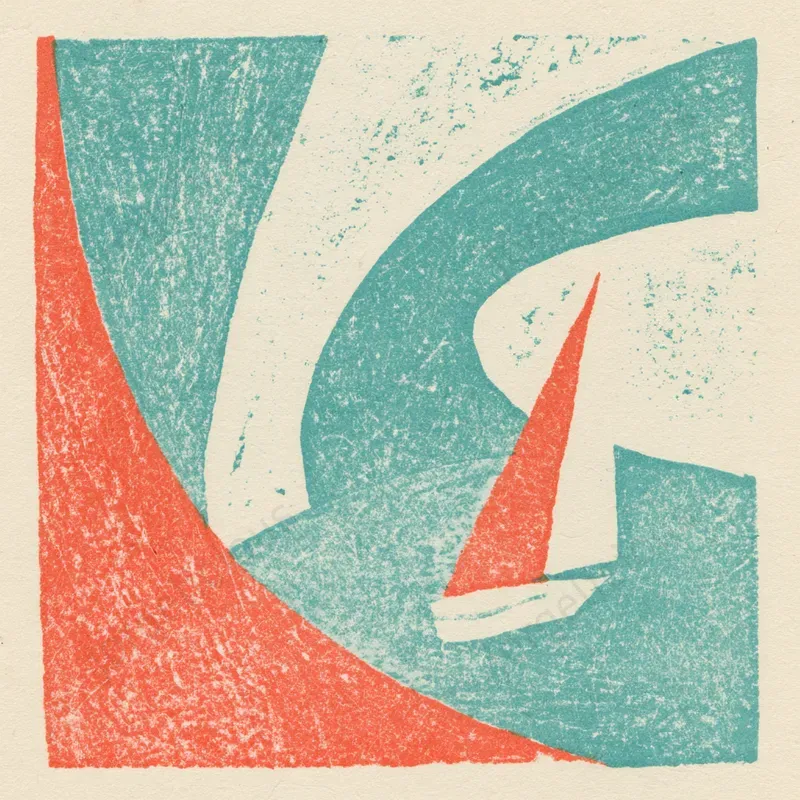 Vintage Twocolor Linocut Scenes