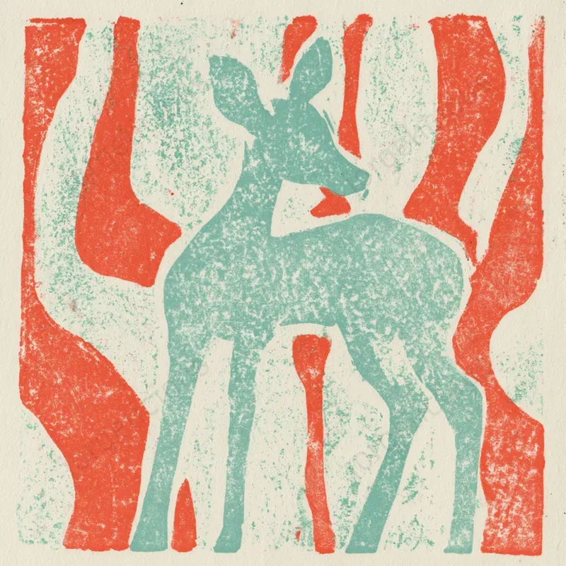 Vintage Twocolor Linocut Scenes