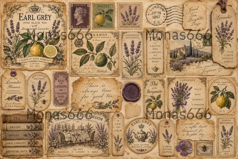 Victorian Botanical Tea Ephemera Sheets