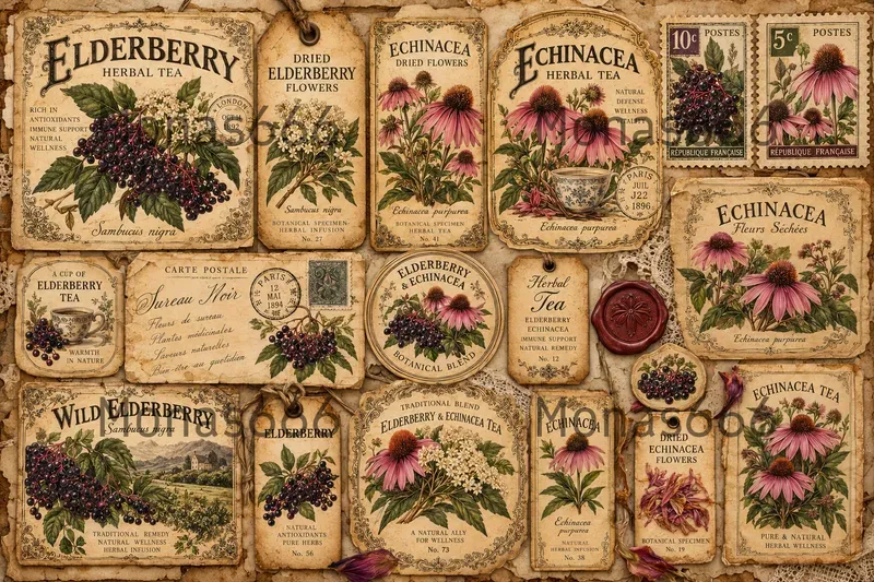 Victorian Botanical Tea Ephemera Sheets