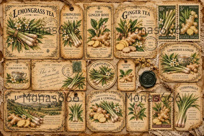 Victorian Botanical Tea Ephemera Sheets