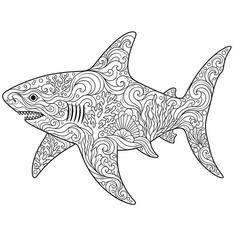 Marine Animal Flow Pattern Coloring Pages
