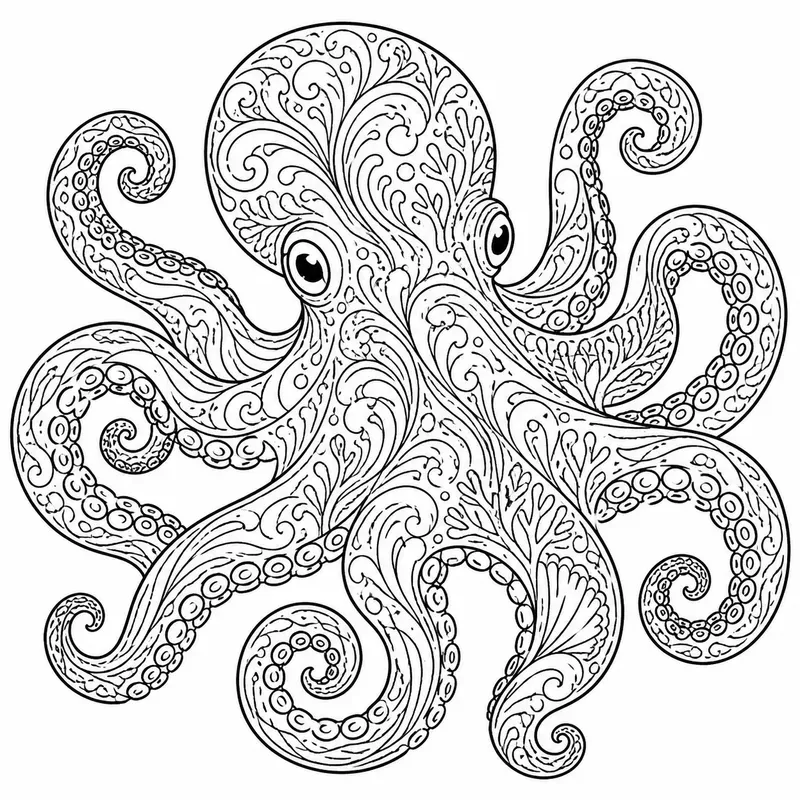 Marine Animal Flow Pattern Coloring Pages