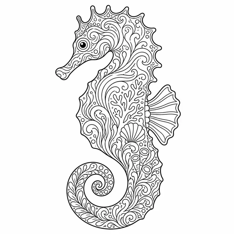 Marine Animal Flow Pattern Coloring Pages