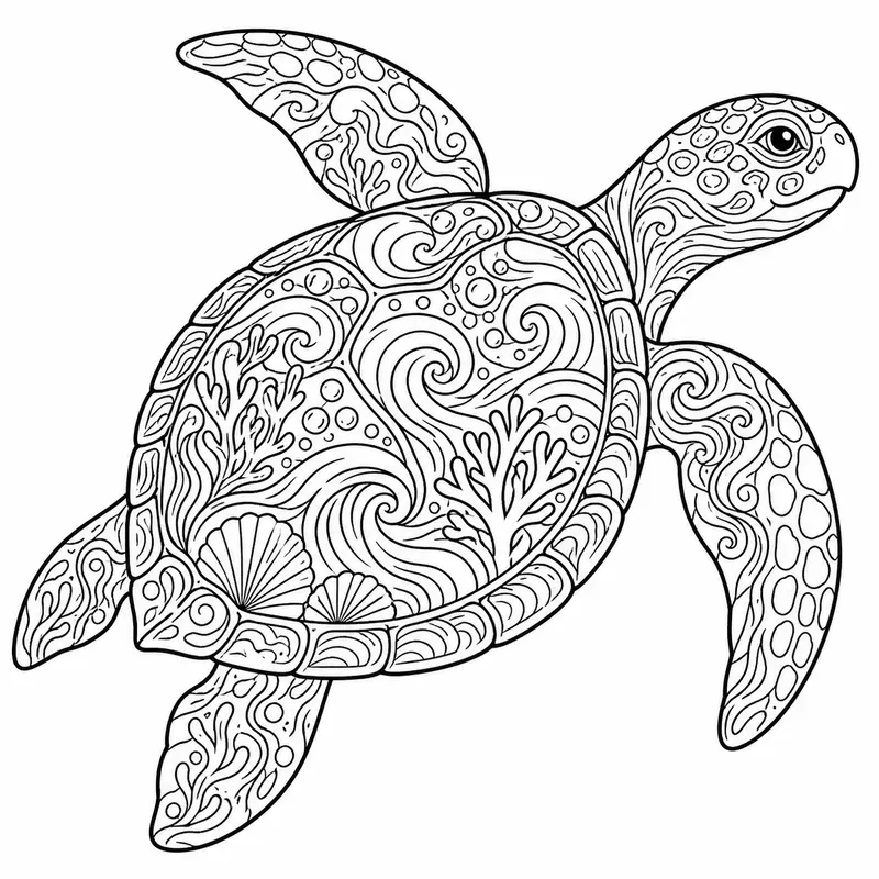 Marine Animal Flow Pattern Coloring Pages