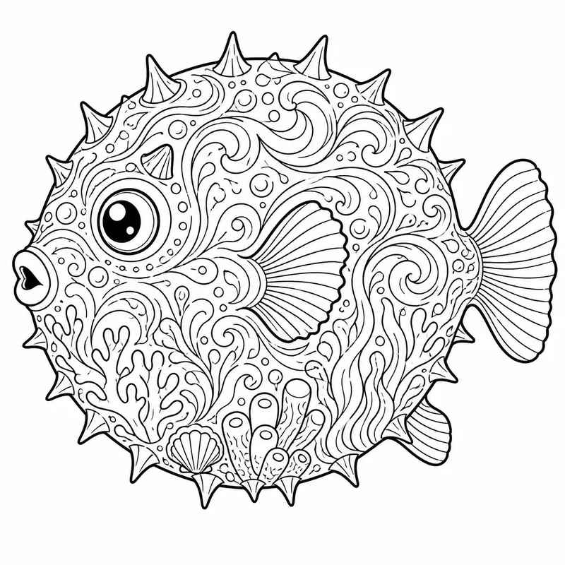 Marine Animal Flow Pattern Coloring Pages