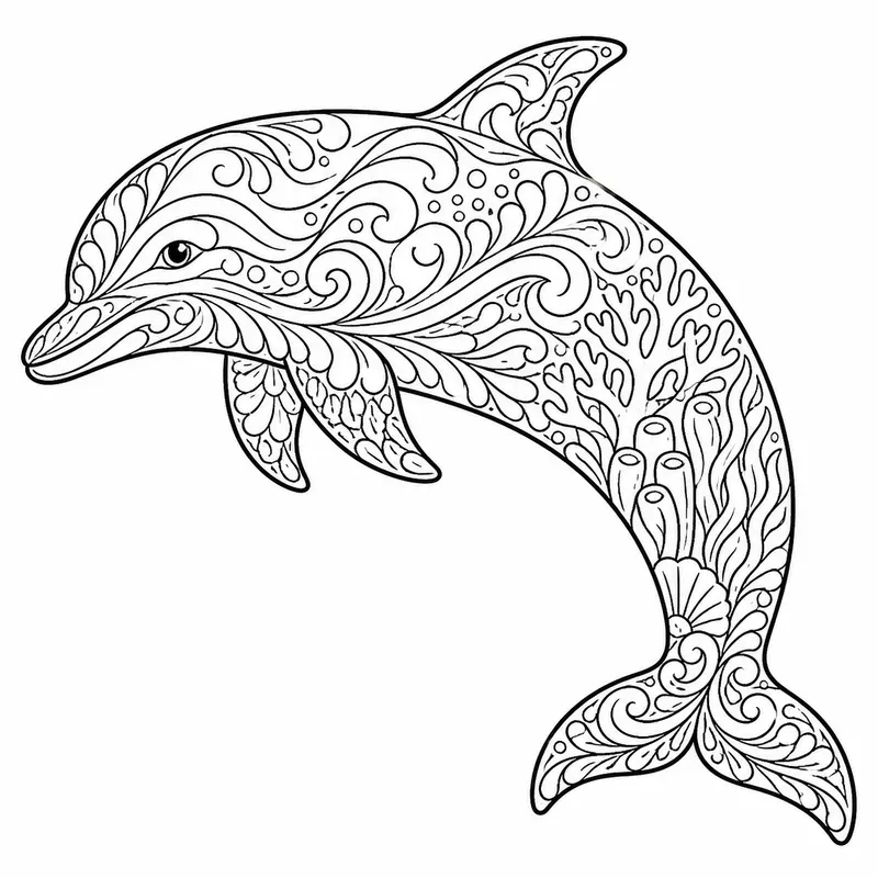 Marine Animal Flow Pattern Coloring Pages