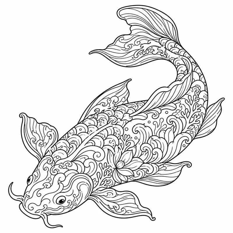 Marine Animal Flow Pattern Coloring Pages