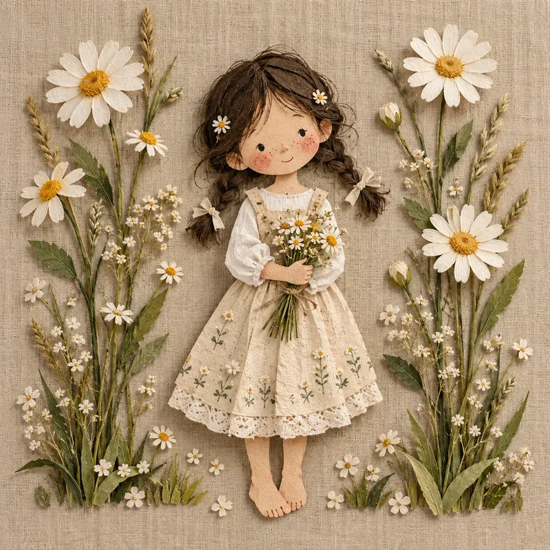Whimsical Textile Paper Dolls