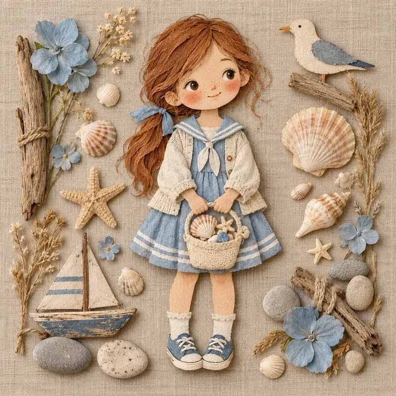 Whimsical Textile Paper Dolls