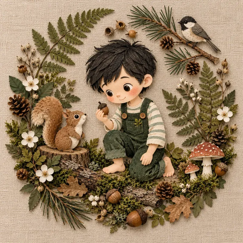 Whimsical Textile Paper Dolls