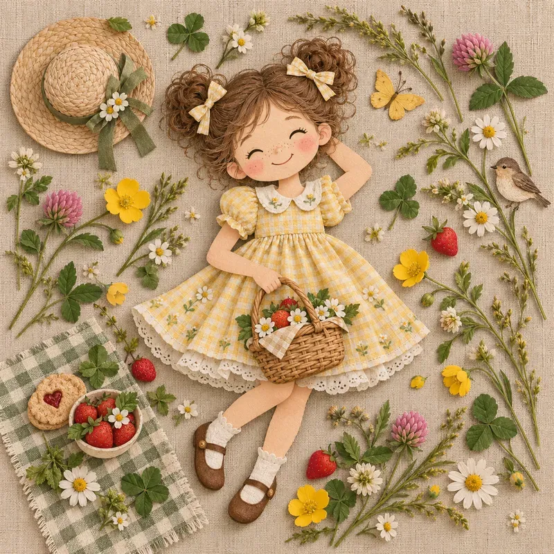 Whimsical Textile Paper Dolls