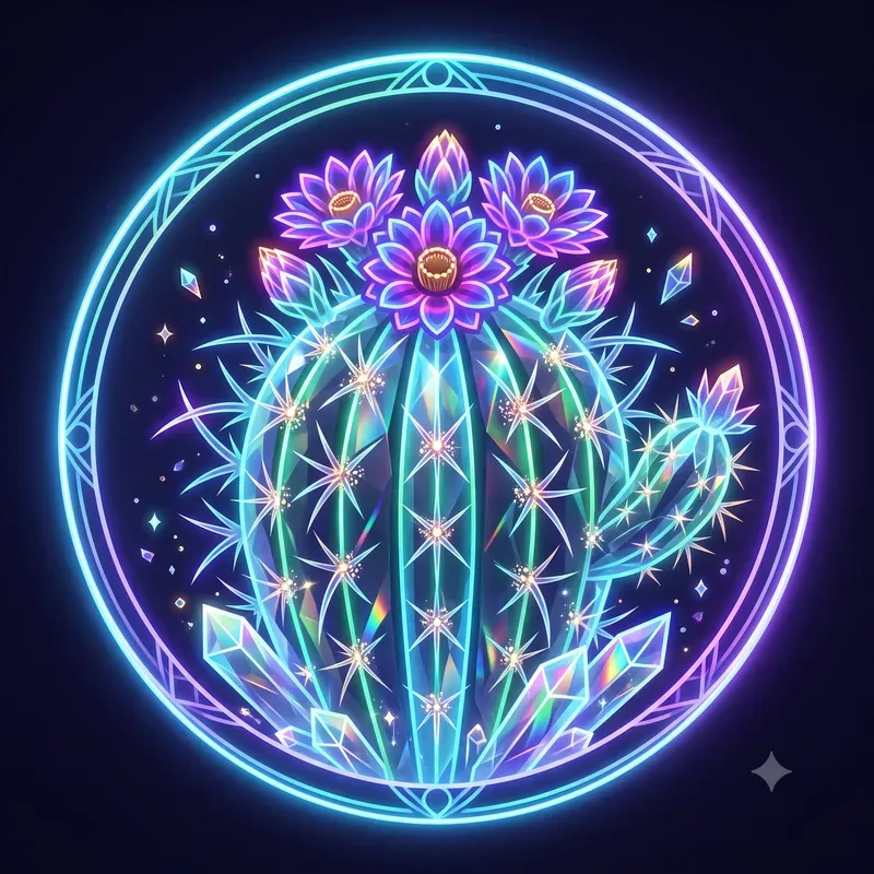 Neon Crystal Cactus Emblems