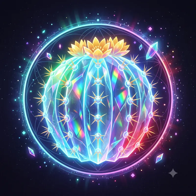 Neon Crystal Cactus Emblems