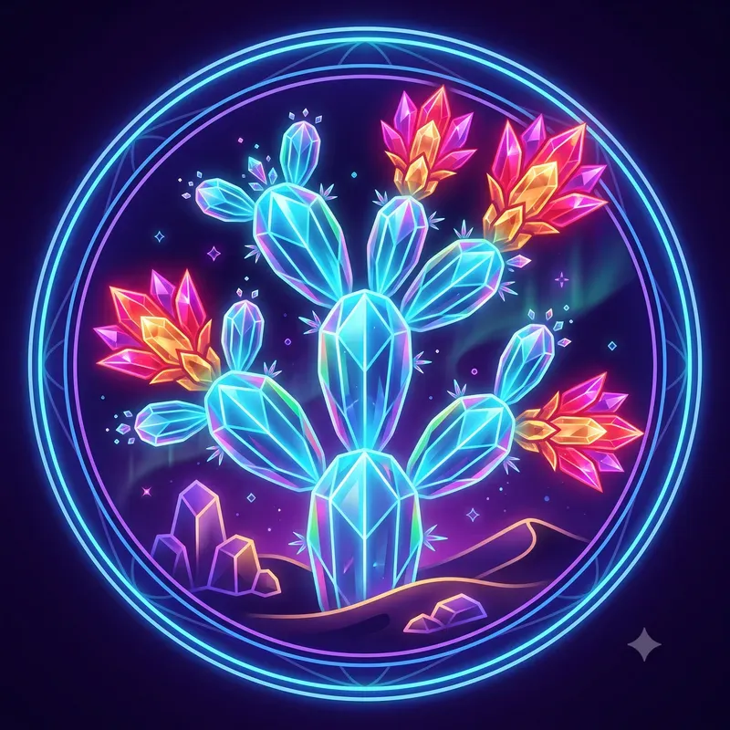 Neon Crystal Cactus Emblems