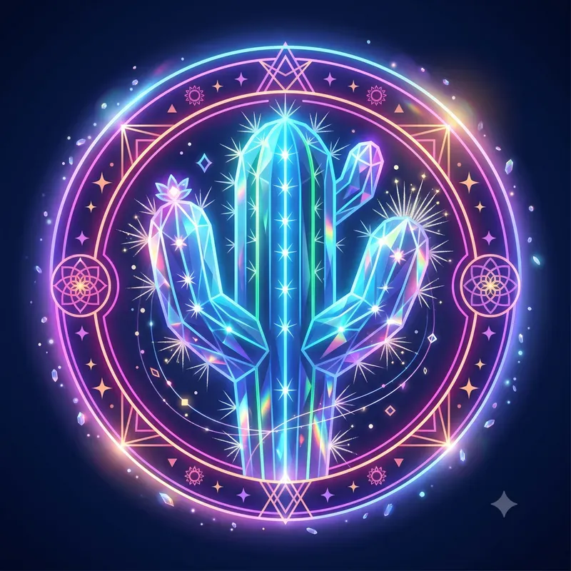 Neon Crystal Cactus Emblems
