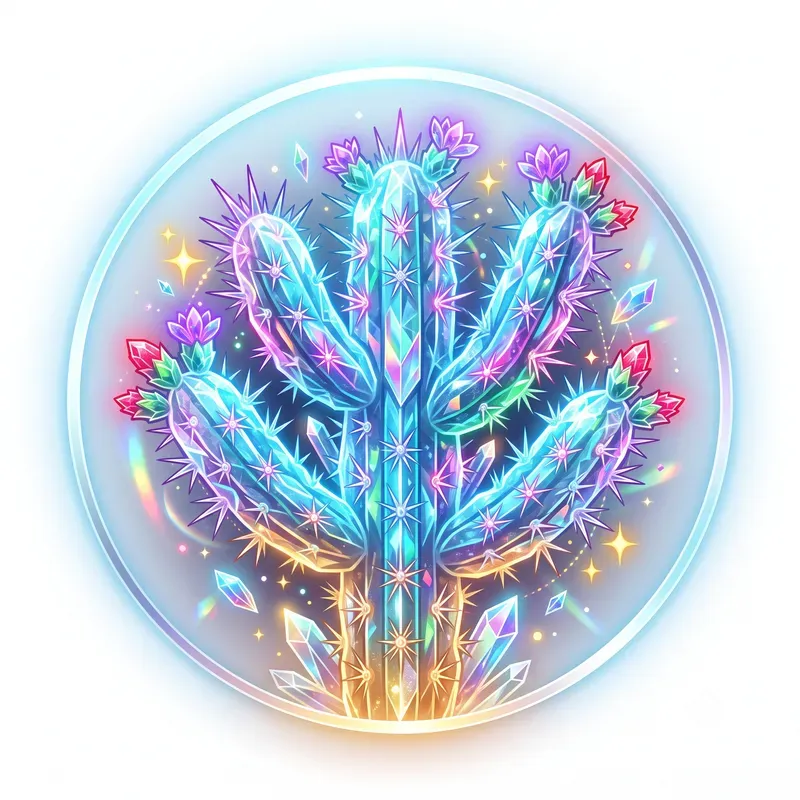 Neon Crystal Cactus Emblems