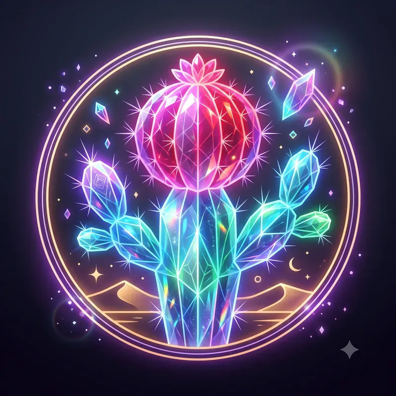 Neon Crystal Cactus Emblems