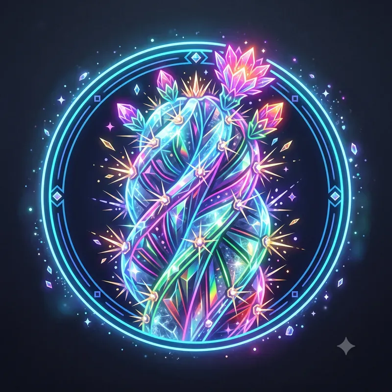 Neon Crystal Cactus Emblems