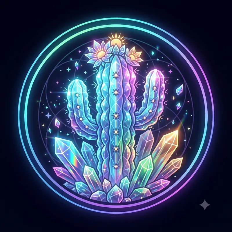 Neon Crystal Cactus Emblems