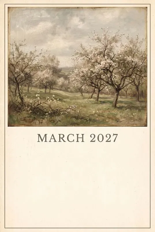 Vintage Painting 2027 Calendar Pages