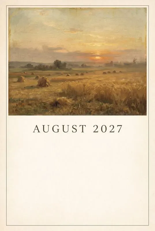 Vintage Painting 2027 Calendar Pages