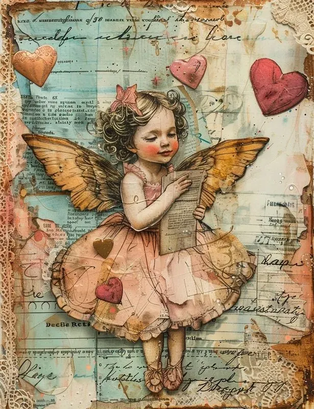 Whimsical Valentine Junk Journal Pages