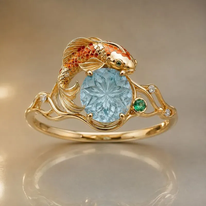 Enchanted Gemstone Fantasy Gold Rings