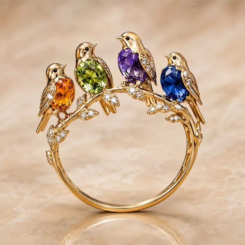 Enchanted Gemstone Fantasy Gold Rings