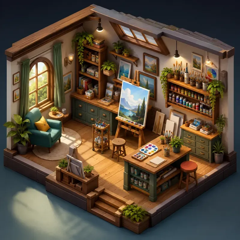 Stylized Cutaway Interior Worlds