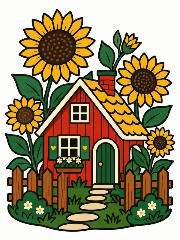 Retro Bold Line Folk Vector Art
