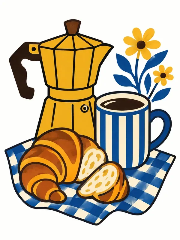 Retro Bold Line Folk Vector Art