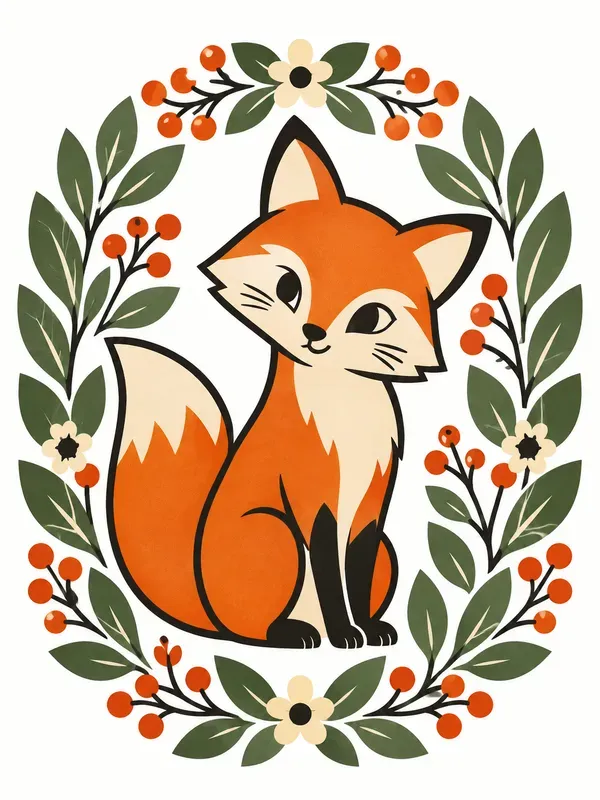 Retro Bold Line Folk Vector Art