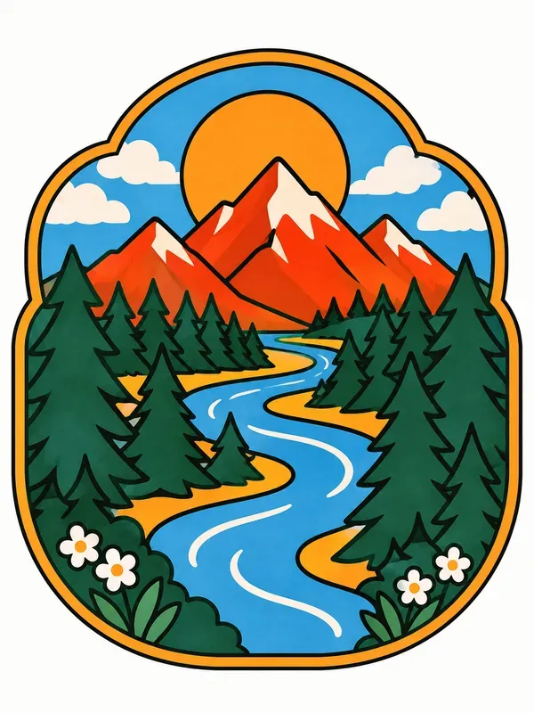 Retro Bold Line Folk Vector Art