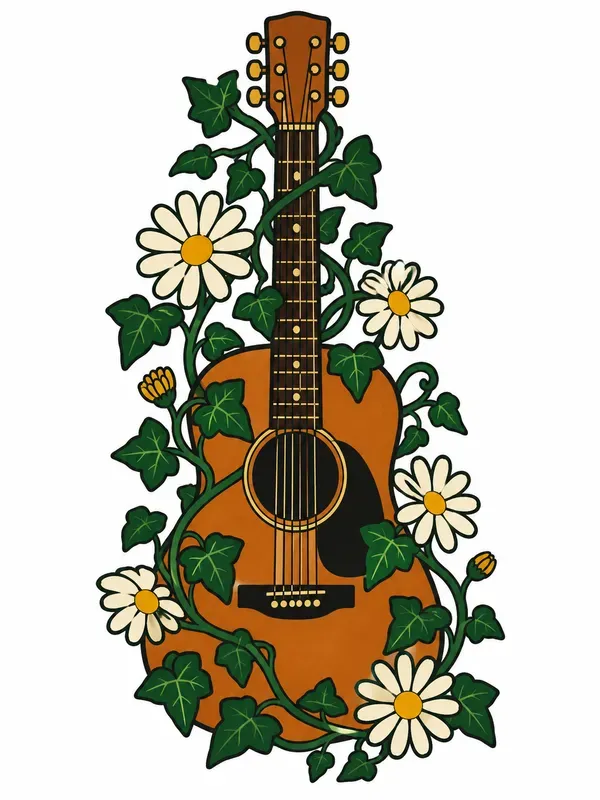 Retro Bold Line Folk Vector Art