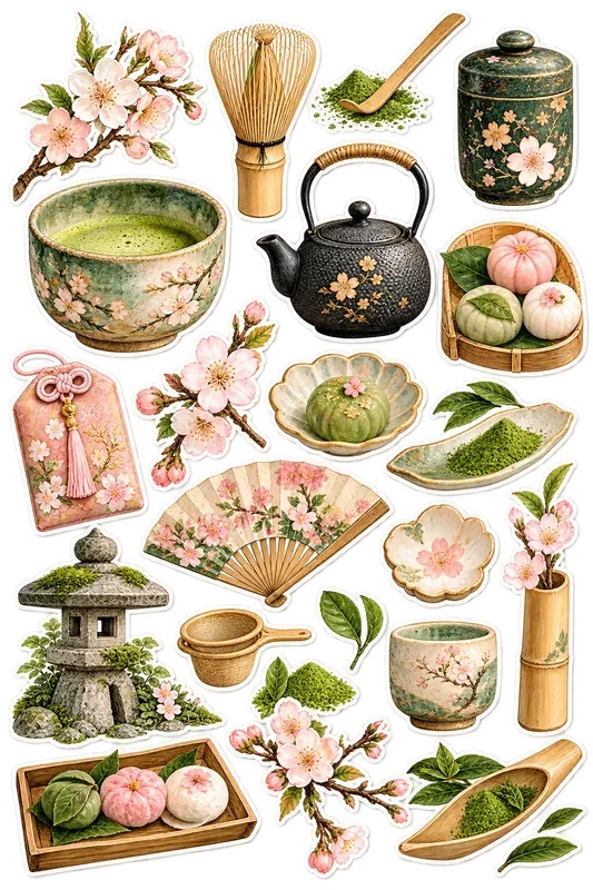 Japanese Kawaii Watercolor Sticker Sheets