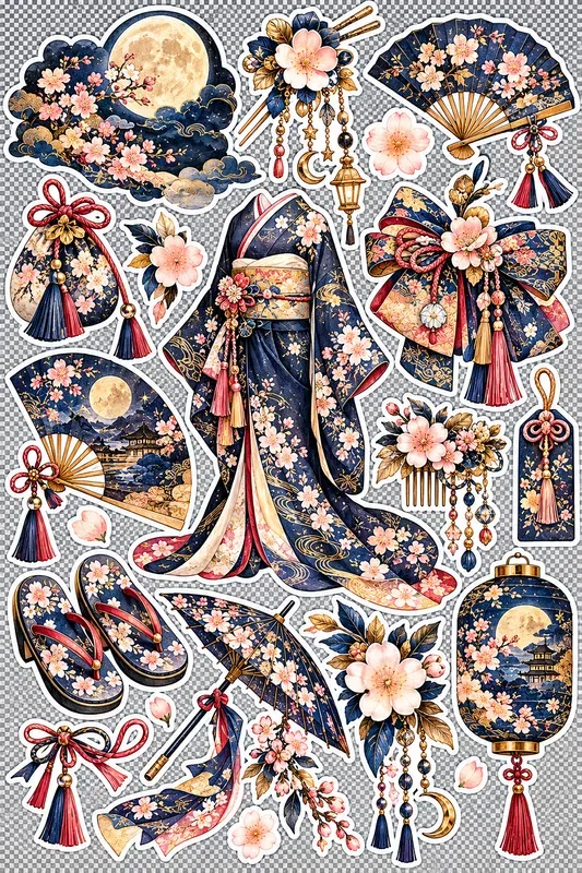 Japanese Kawaii Watercolor Sticker Sheets