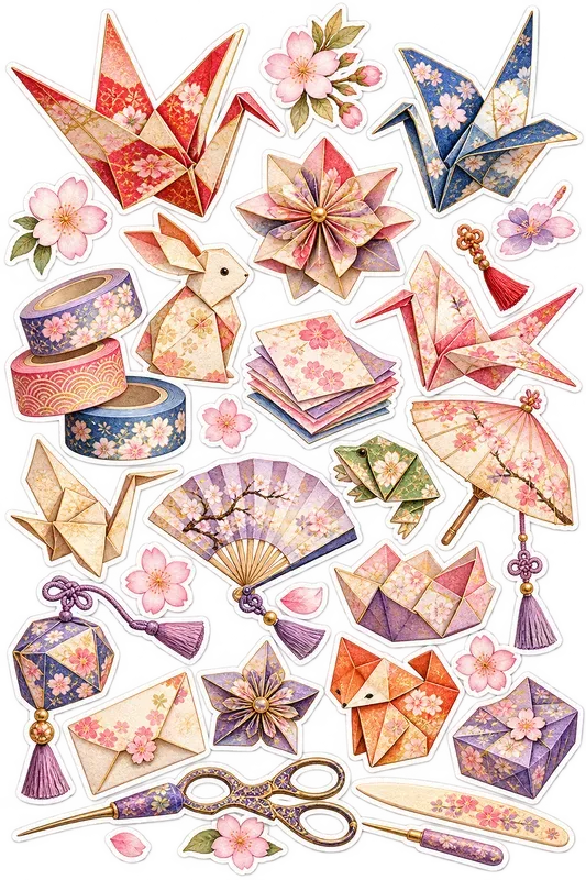 Japanese Kawaii Watercolor Sticker Sheets