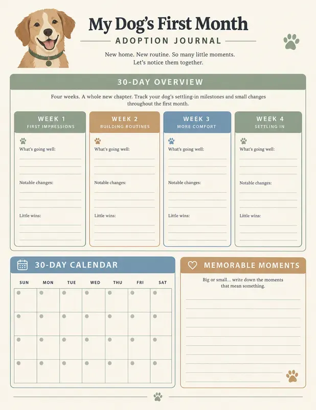 Dog Adoption First Month Journals