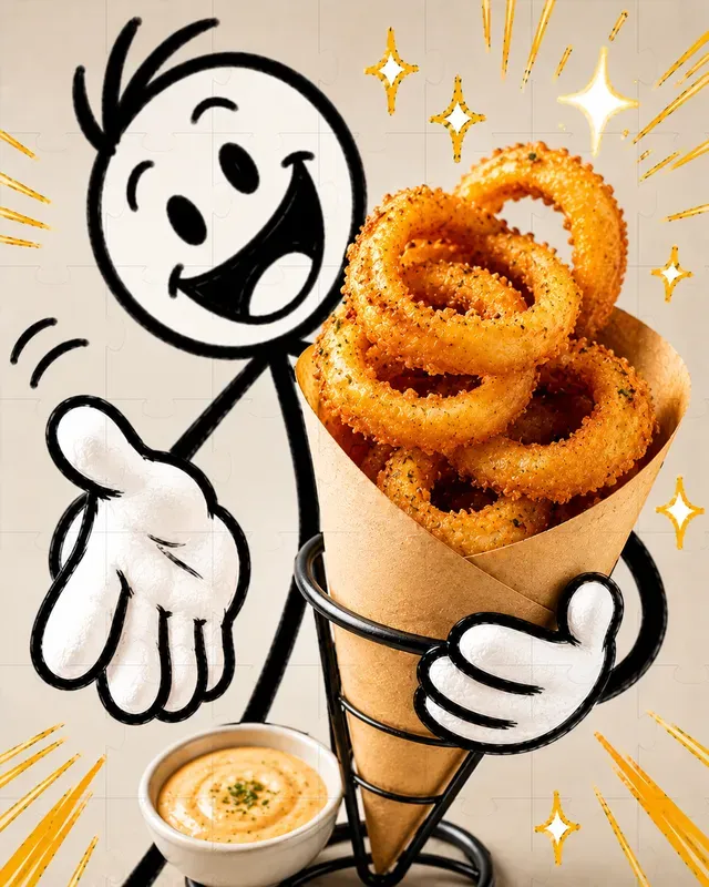 Stick Figures Offering Fast Food