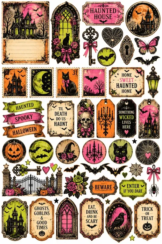 Vintage Halloween Junk Journal Clipart