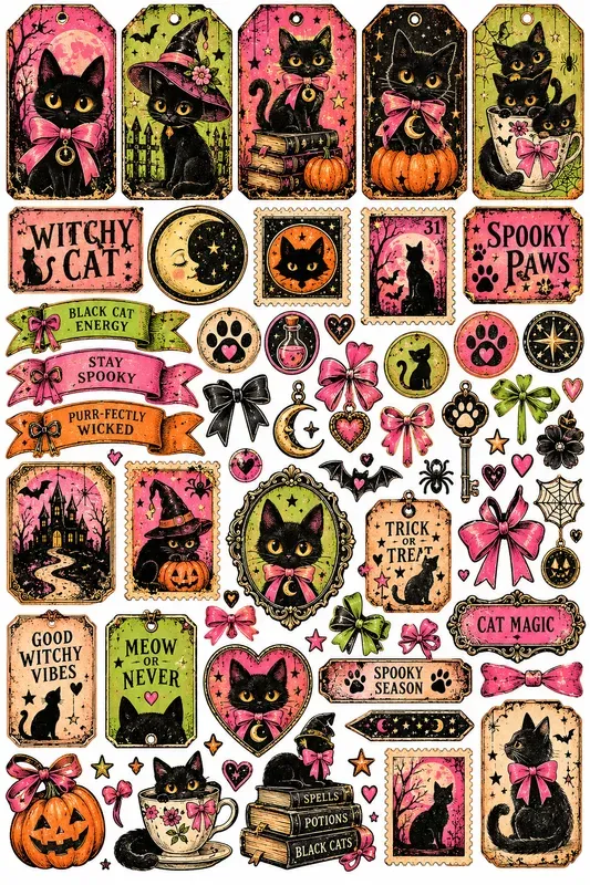 Vintage Halloween Junk Journal Clipart